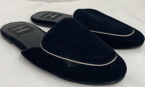 Theory X Newbark Women's Round Toe Velvet Black Mule Flats Shoes Size 7.5 - Picture 1 of 14