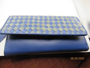 GENUINE LEATHER BLUE / GRAY WALLET NWT - Picture 1 of 9