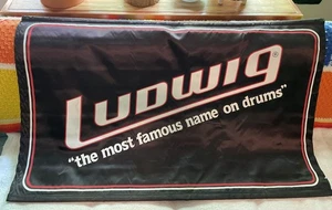 Vintage Ludwig “the Most Famous Name On Drums” Fabric Banner 45 X 28 - Picture 1 of 8
