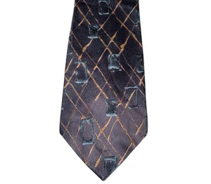 J. Ferrar 100 % Seide Krawatte Krawatte grau gold Cracked Ice abstrakt JF J Ferrar - Bild 1 von 6