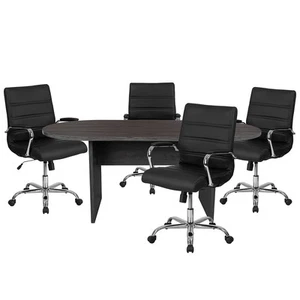 Flash Furniture 72" Oval 5-Piece Conference Table Set Rustic Gray - Picture 1 of 9