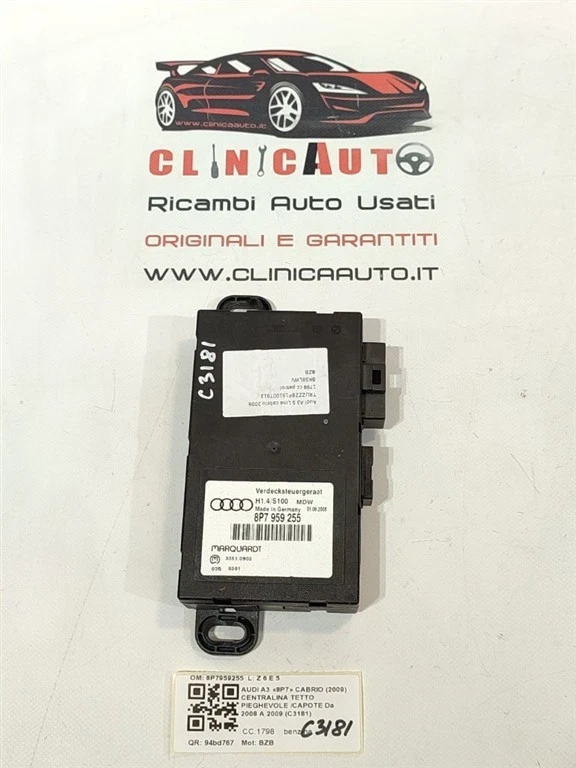 CENTRALINA CAPOTE PER AUDI A3 Cabriolet Serie (8P7) 8P7959255 BZB (08>13) - Immagine 1 di 4