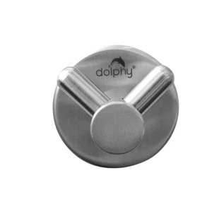 Dolphy Double Robe Hook - Brushed Stainless Steel Wall Mount, 50x50mm, Rust-R... - Picture 1 of 3