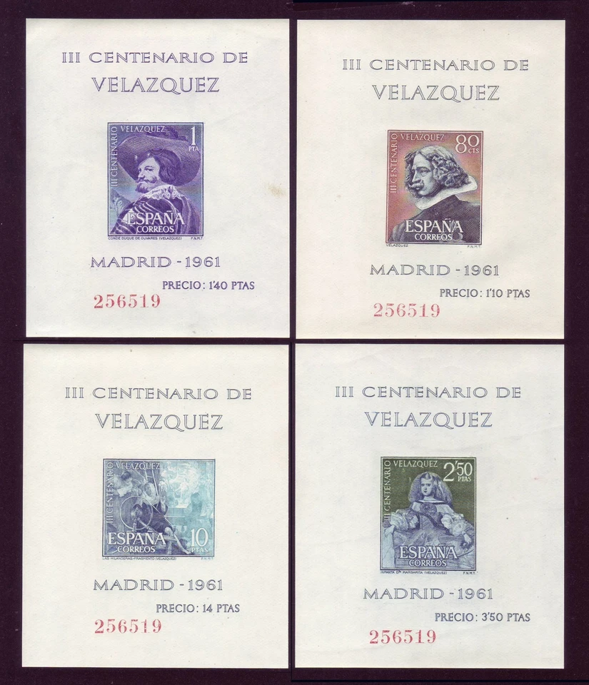 III Cº MUERTE VELÁZQUEZ, 1961 | #256519 (misma numeración) | Edifil 1344/7 MNH** - Imagen 1 de 2