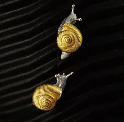 925 Silver Plated Small Snail Earrings Tassel Dangle Vintage Gift - Image 1 of 4