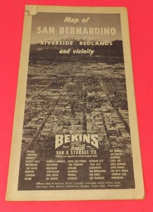 Vintage 1964 MAP of SAN BERNARDINO RIVERSIDE REDLANDS CALIFORNIA BEKINS VANLINER - Picture 1 of 1