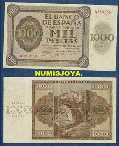 1000 Pesetas AÑO 1936. Serie A nº 459558. ACEPTABLE - RARO. - Picture 1 of 1