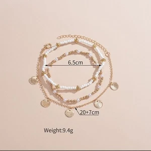 Adorable Scallop Pendant Ankle Bracelets Set for Trendy Fashion Lovers - Picture 1 of 15