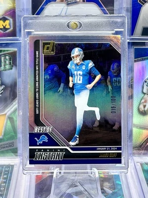 2024 Donruss JERSEY NUMBER MATCH 16/100 Silver Holo SP Jared Goff Detroit Lions Foto 1 de 2