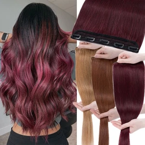 Extensiones de cabello humano con clip Remy 3/4 cabeza completa grueso pieza de cabello trama de una pieza - Imagen 1 de 51