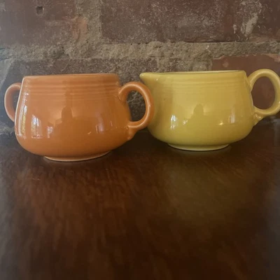 Vintage Fiesta Ware - Creme Laranja Açúcar e Amarelo Sem Tampas Excelente Estado - Imagem 1 de 4