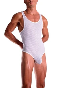 BfM Mens Eyelet Thong Bodysuit Underwear - Picture 1 of 14