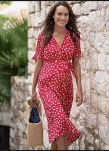 Seraphine Women Bessie Midi Wrap Red Floral Dress Size 8 - Picture 1 of 11