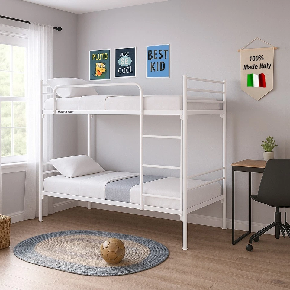 Letto a Castello per Adulti e Bambini 200x80 h150 cm scomponibile in 2 lettini - Immagine 1 di 1
