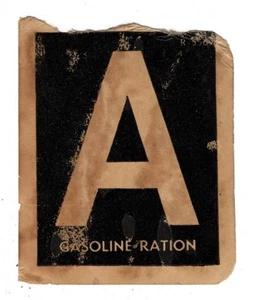Pegatina original vintage de ración de gasolina “A” era WWll. - Imagen 1 de 1