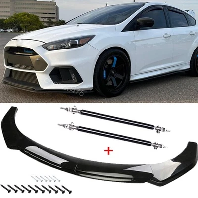 For 2017 Ford Focus RS Glossy Black Front Bumper Lip Spoiler Splitter Body Kit Foto 1 de 4
