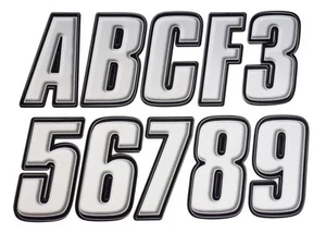 Letter Registration Kit Letter Number Sticker Decals Boat PWC Silver Black Reg - Imagen 1 de 1