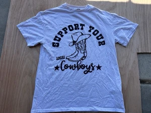 Charlotte Russe “Support Your Local Cowboy” White T-shirt Women's Size XS -T01 - Picture 1 of 4
