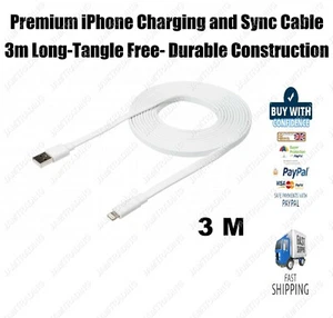 Premium iPhone Lade und Sync Kabel - 3m lang - Verwicklungsfrei - Bild 1 von 5