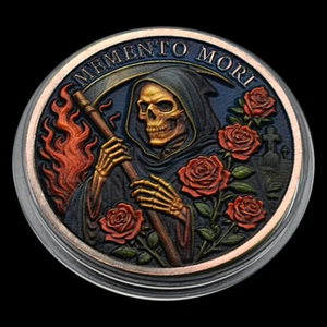 Dios de la muerte, MEMENTO MORI aleación de zinc oro rosa moneda conmemorativa recuerdos - Imagen 1 de 10