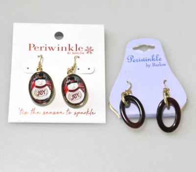 Periwinkle by Barlow Christmas snowman joy dangle oval  LOT pierced earrings AP8 - Image 1 of 4