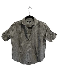 MADEWELL Womens Shirt Button-Back COURIER Black White Gingham Sz XXS - Picture 1 of 4