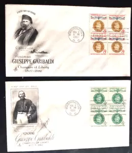ITALIA CAMPIONE DI LIBERTÀ GIUSEPPE GARIBALDI 1960 2 CACHET ARTIGIANATO BLOCCHI FDCS - Foto 1 di 1