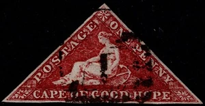 1863 Kap der Guten Hoffnung 1d tief karminrot SG 18 3m Lichtstempel FU Kat. 325,00 € - Bild 1 von 1