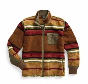 RRL RALPH LAUREN FLEECE BOA JACKET MEN MULTICOLOR MATERIAL POLYESTER SIZE M USED - Picture 1 of 2
