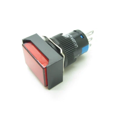 5 × Red 16mm Push Button Switch Momentary Rectangle SPDT NO-COM-NC 3 Pin  - Image 1 of 4