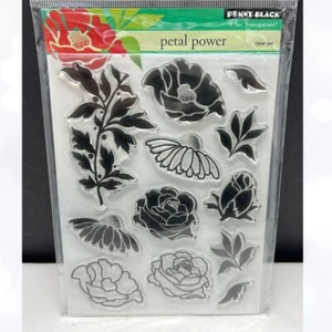 Penny Black PETAL POWER Flowers Cling Floral  Rubber Stamps - Picture 1 of 1