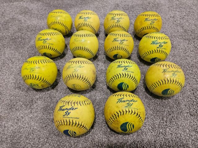 Tebery 6 Pack Sports Practice Softballs, 12-Inch Official Size and Weight  Slowpitch Softball, Unmarked & Leather Covered Training Ball for Games