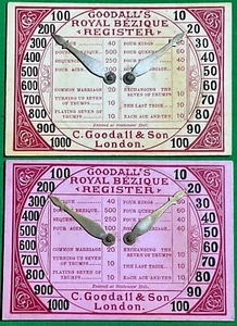 2 x Old Antique Goodall BEZIQUE REGISTERS Playing Cards Game Markers Scorers 11 - Picture 1 of 3