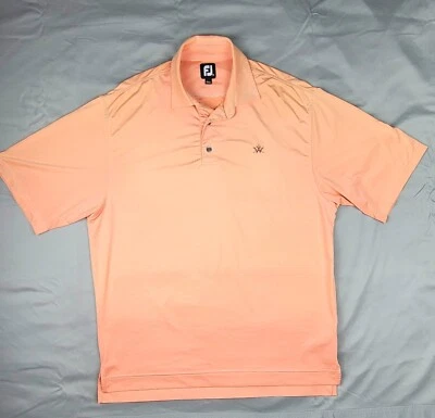  Footjoy Mens Peach Striped Comfort Short Sleeve Golf Polo Shirt L - Image 1 of 4
