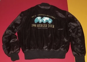 VTG 90' ORIGINAL GEFFEN RECORDS / MCA PROMO EMBROIDERED SATIN JACKET AEROSMITH - Picture 1 of 15