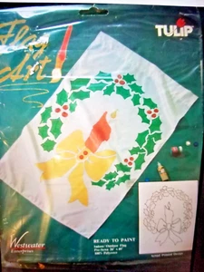 Tulpen Flagge Kunst "Urlaubskranz" Indoor Outdoor Flagge 26" x 40" fertig zum Bemalen - Bild 1 von 2