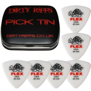 6 x Dunlop Tortex Flex Triangle 0.50mm Guitar Picks Plectrums In a Pick Tin - Picture 1 of 1