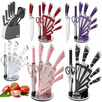MDHAND Knife Set Kitchen Knife Set Stainless Steel Chef Chopping Knives Set with Block