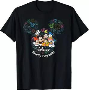 Disney Mickey & Friends Family Trip 2023 Vacation Fireworks Shirt Womens M Black - Picture 1 of 6
