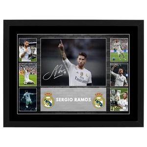 SERGIO RAMOS SIGNED FRAMED REAL MADRID RONALDO MESSI BENZEMA SOCCER MEMORABILIA - Picture 1 of 1