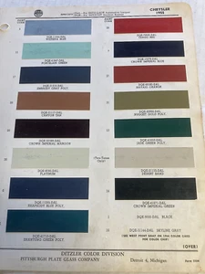 1955 CHRYSLER AUTOMOTIVE P.P.G., DITZLER Exterior Paint Color Chip ORIGINAL - Picture 1 of 1