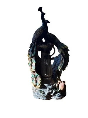 Estatua de diseño de pavos reales Toscano en el paraíso 19" ¡HERMOSA! Foto 1 de 4