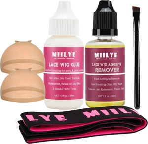 MIILYE Perückenkleber für Front Lace Perücken und Entferner Set, unsichtbar wasserfest Bondin - Bild 1 von 12