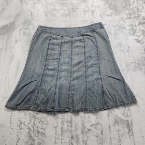 Vintage Sigrid Olsen Skirt Womens 14 Blue Chambray Denim Paneled Flared Hem - Picture 1 of 9