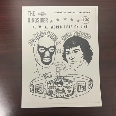 NWA GCW Ringsider 26/04/74 Programa Mr Wrestling II v Jack Brisco Cubierta Impresión ATL Foto 1 de 2