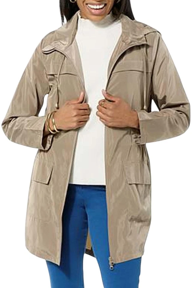 Chaqueta de lluvia para mujer Antthony con capucha repelente al agua color topo Foto 1 de 1