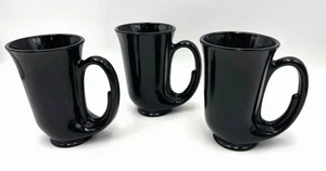 Indiana Glass Company Vintage Tiera Black Glass Hunter Horn Mug Beer Stein Set 3 - Picture 1 of 8