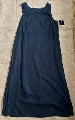 Nuevo Maxi Vestido Vintage Negro Sólido Lino 18W Nuevo de Lote Antiguo Silencioso Lujo Gótico Core Boho Foto 1 de 4