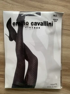 Emilio Cavallini Firenze Tights M/L Medium Gray 110 Den Patterned Italy - Picture 1 of 8