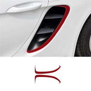 2x Red Carbon Fiber Air Intake Hole Sticker Cover Trim For Porsche 718 2016-2022 - Picture 1 of 13